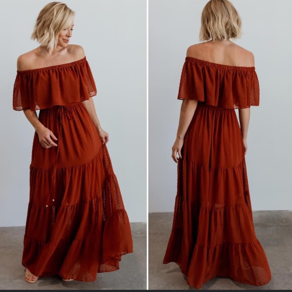 Baltic Born Swiss Dot “Rust” Maxi Dress | Size M | Bump Friendly